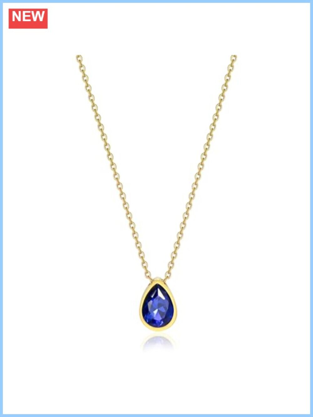 14K Gold Plated Teardrop Pendant Necklace Cubic Zirconia Gift